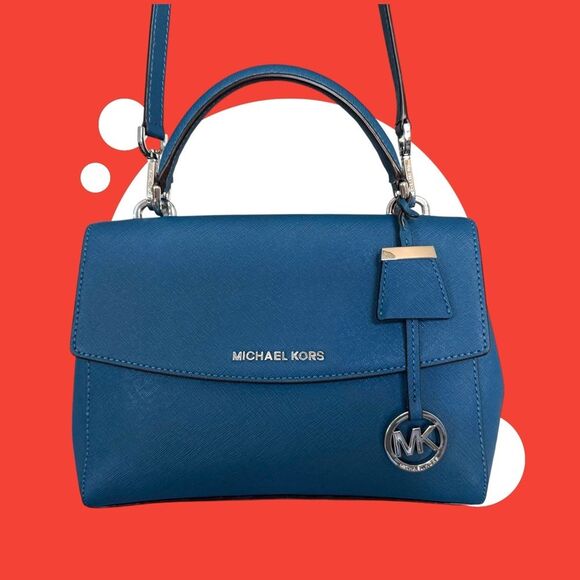 Michael Kors Denim Blue Ava Top Handle Satchel NWOT - Picture 5 of 14